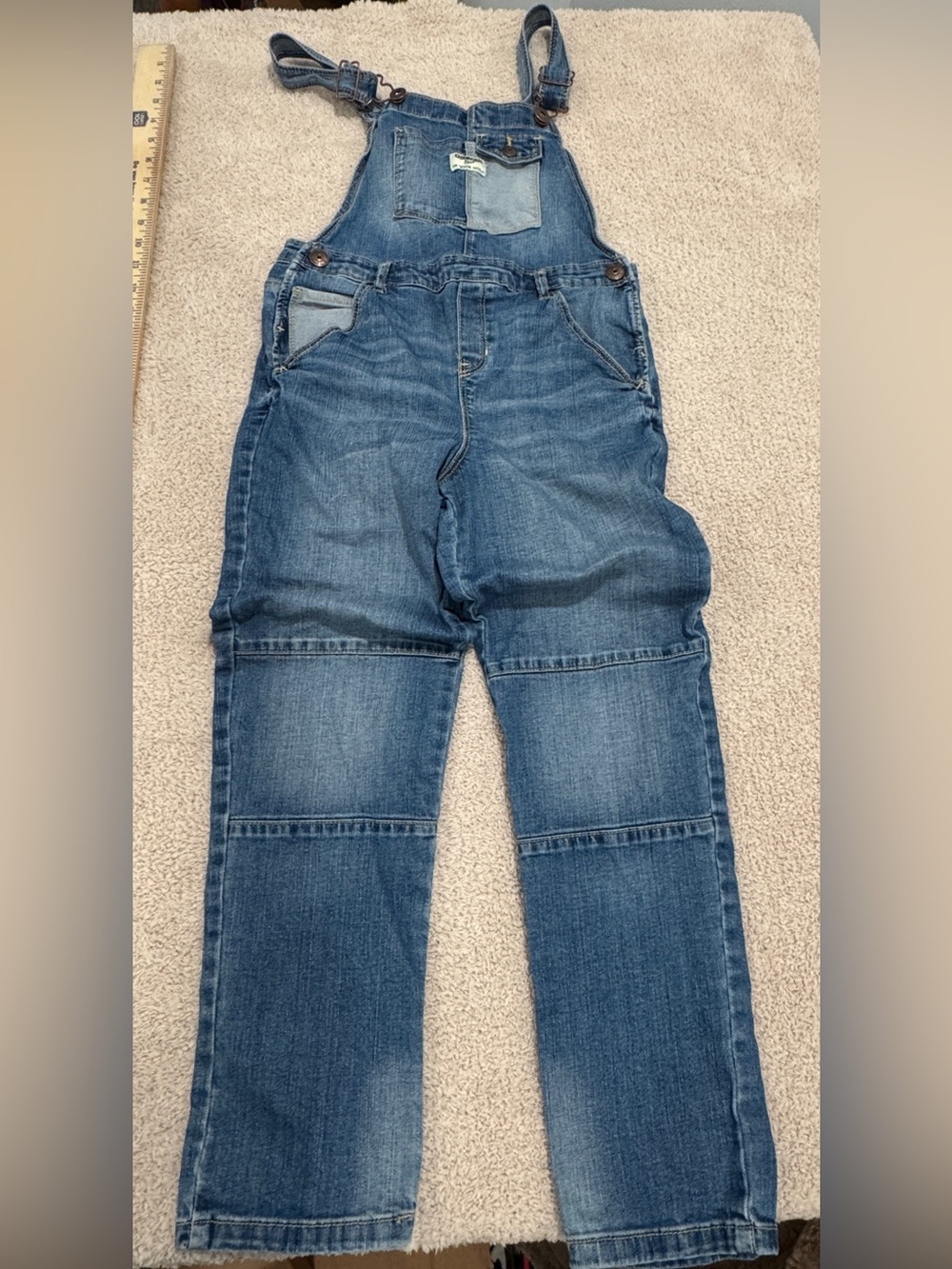OshKosh B’gosh Kids Denim Overalls Size 10 – Medium Wash, Like New we